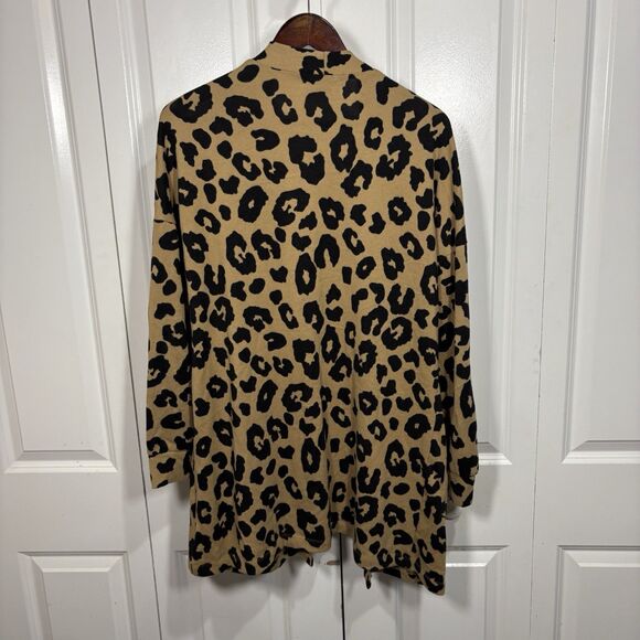 Sanctuary M Leopard Print Cardigan Women Open Front Pocket Boho Fall Layering - Picture 2 of 8